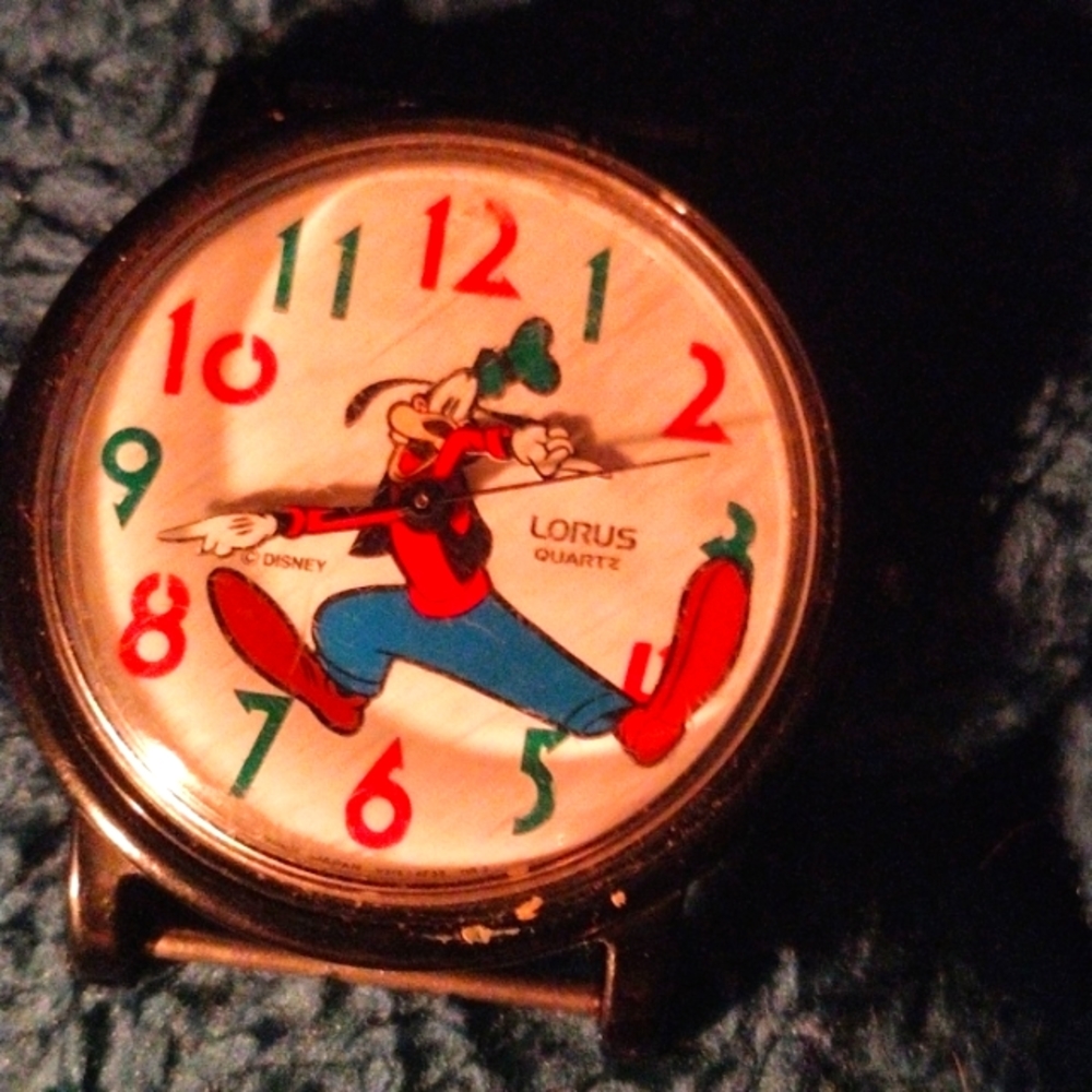 Vintage Lorus quartz Disney watches no bands and a Mickey mouse pin